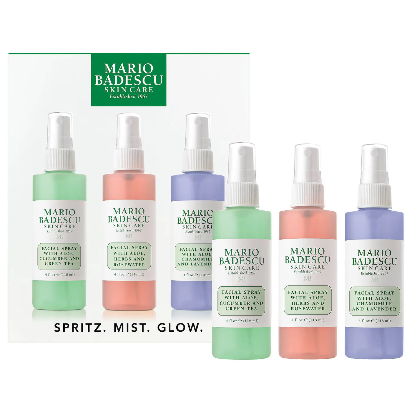 Sobre pedido: Mario Badescu Spritz. Mist. Glow. Facial Spray Trio